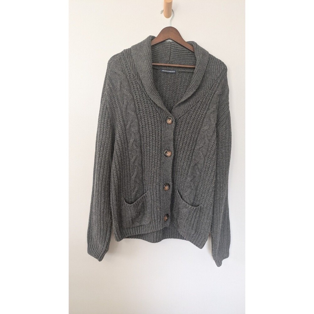 Brandy Melville Wool Blend Cable Knit Cardigan Shawl Collar Academia One Size